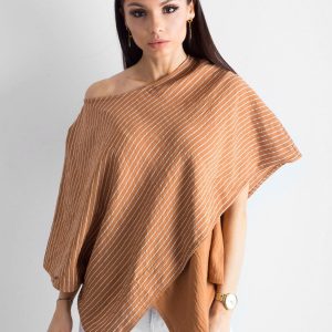 Light brown asymmetrical striped blouse