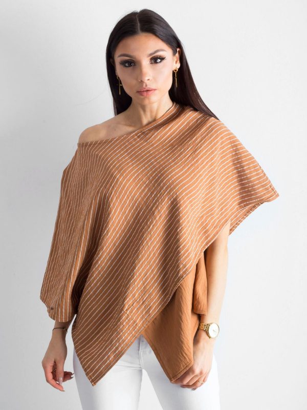 Light brown asymmetrical striped blouse