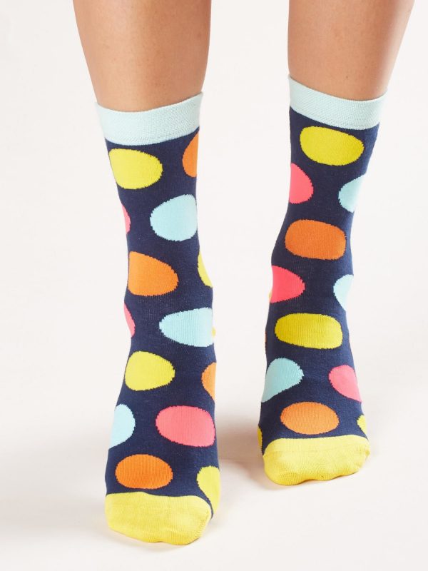 Navy Blue Women's Socks in Dot