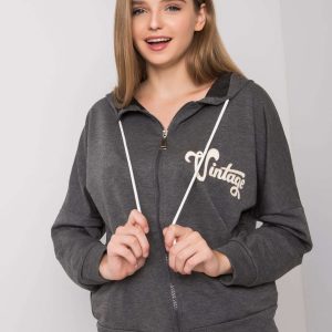 Dark Grey Melange Hoodie Diane