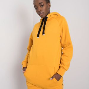 Riley's dark yellow padded kangaroo sweatshirt