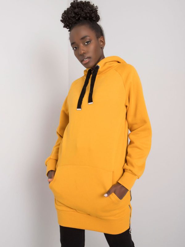 Riley's dark yellow padded kangaroo sweatshirt