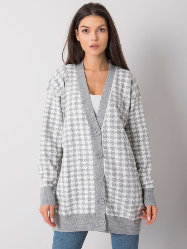 Grey and white houndstooth cardigan Arlington RUE PARIS