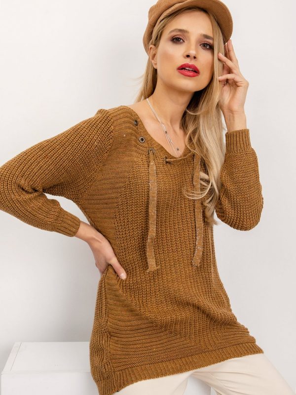 Light brown sweater with lacing