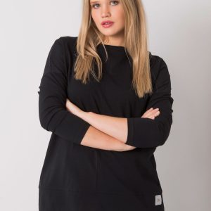 Kalise Black Plain Plus Size Blouse