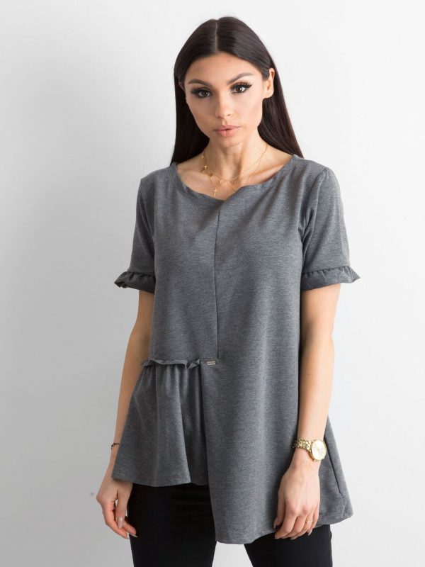 Asymmetrical graphite blouse