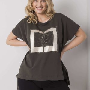 Dark khaki blouse plus size Lindsey