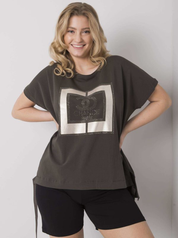 Dark khaki blouse plus size Lindsey