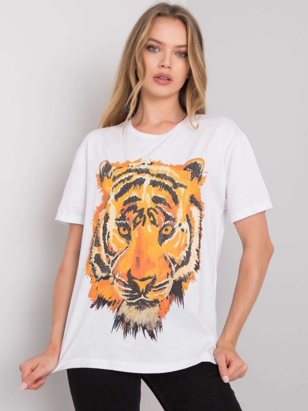 White T-shirt with Tiger print