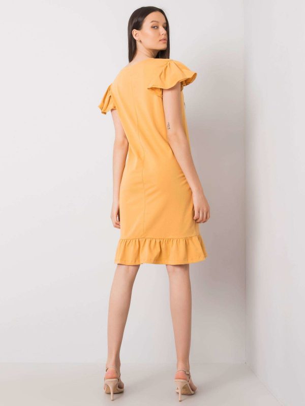 Candace mustard flounce dress