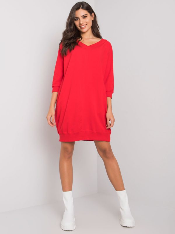 Red Salerno Cotton Basic Dress