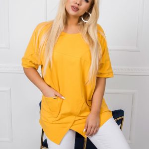 Dark yellow plus size blouse Ava