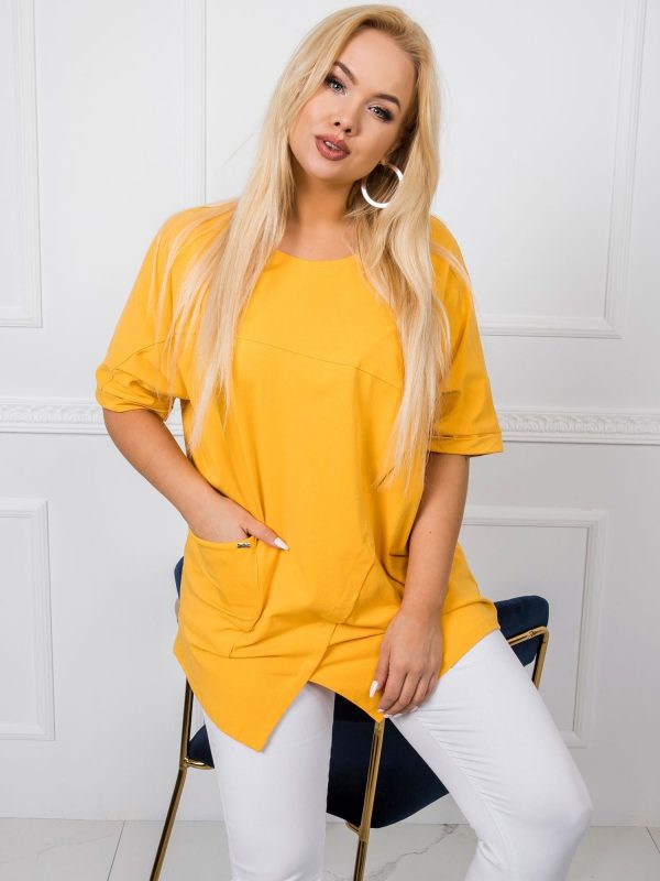 Dark yellow plus size blouse Ava