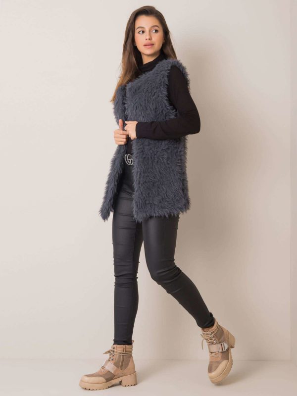 Dark Grey Hallie Fur Vest