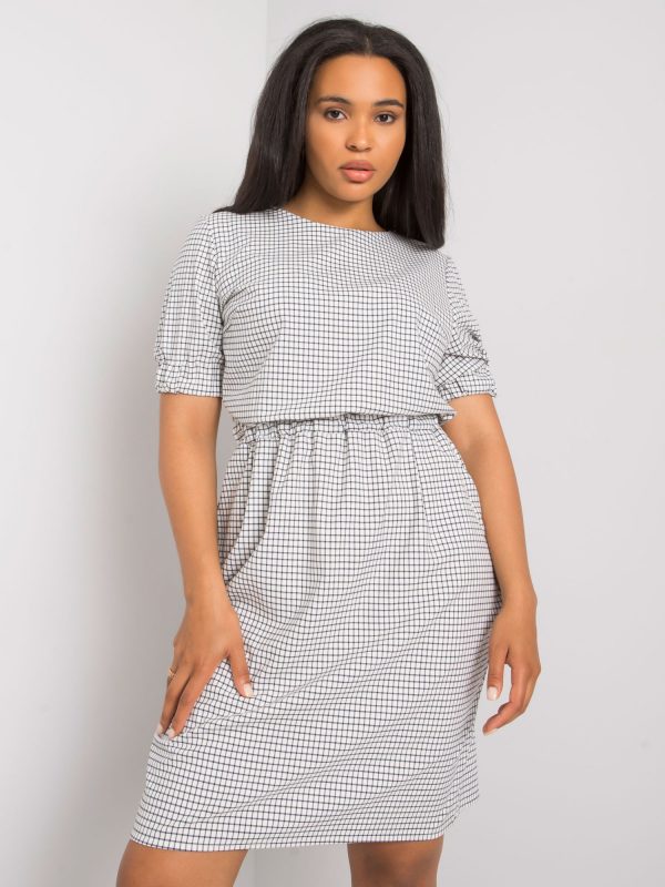 Glorielle White Plus Size Checkered Dress