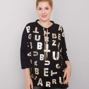 Black Plus Size Blouse with Keziah Print