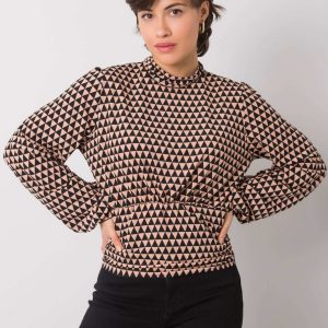 Black and beige blouse with patterns of Abriana RUE PARIS