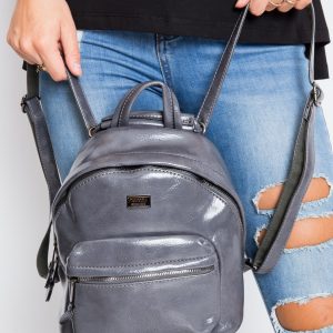 Grey eco-leather backpack