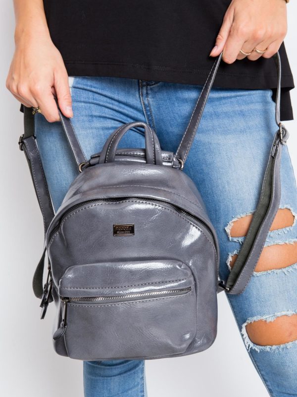 Grey eco-leather backpack