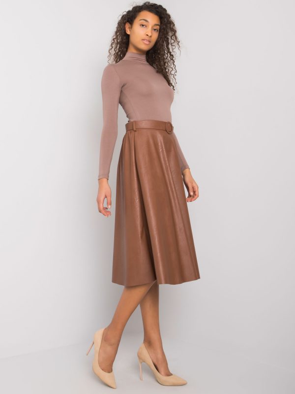 Brown Gerrie Leatherette Skirt