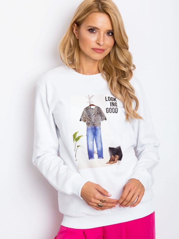 RUE PARIS Becky White Sweatshirt