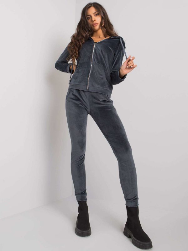 Graphite two-piece velour set Roxe RUE PARIS