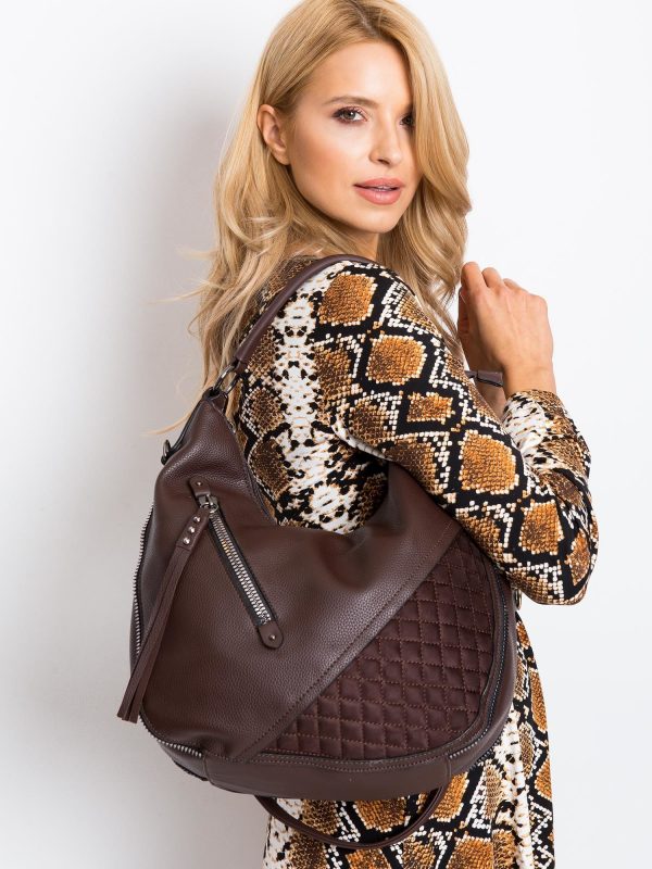 Dark brown bag with zippers