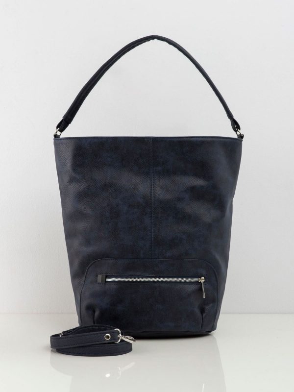 Navy blue soft bag made of eco leather