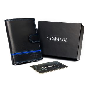 Black and Blue Leather Men's Vertical Wallet