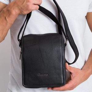 Men's Leather Messenger Bag Black