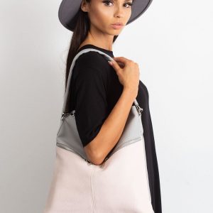 Grey and pink eco-leather bag