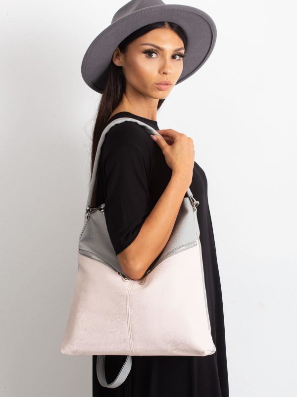 Grey and pink eco-leather bag