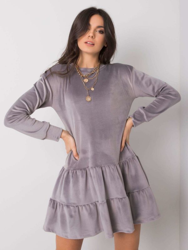 Grey velour dress Candle RUE PARIS