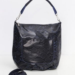 Navy blue handbag in animal pattern