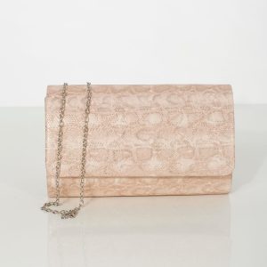 Pale pink clutch bag with animal motif