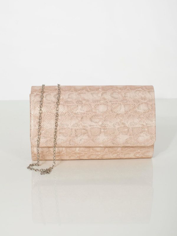 Pale pink clutch bag with animal motif