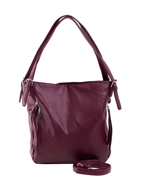 Burgundy urban shoulder bag with pockets