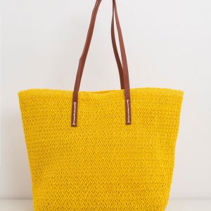 Yellow braided shopper bag