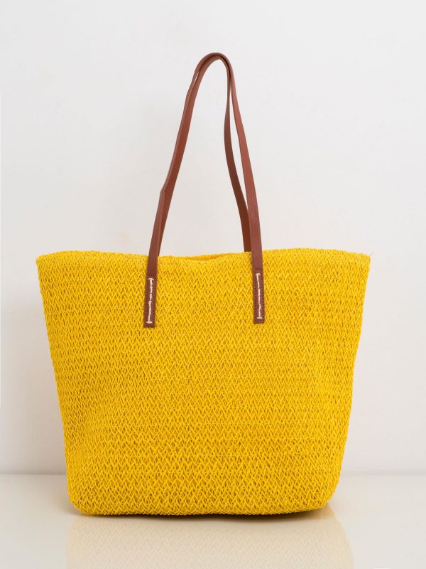 Yellow braided shopper bag