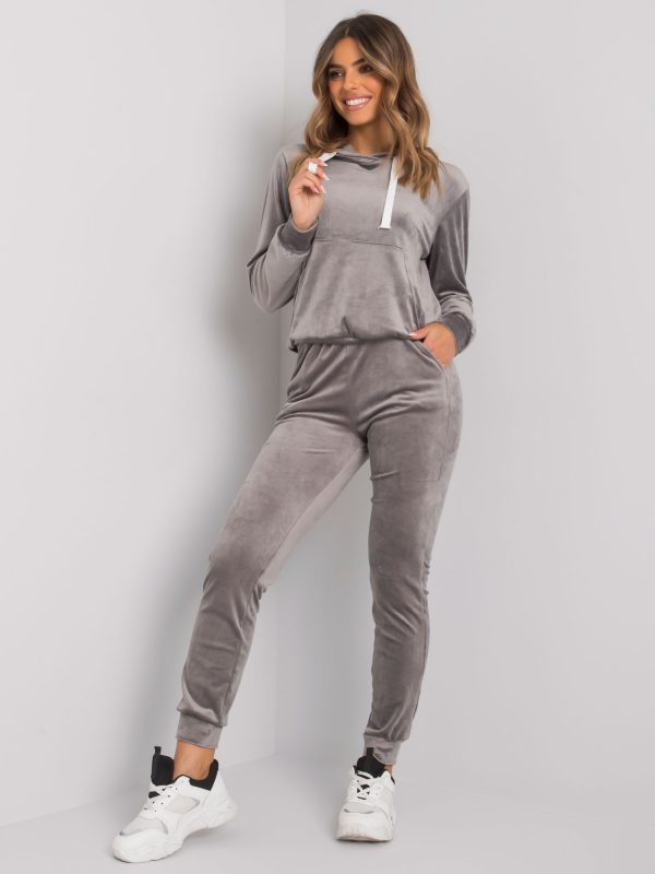 Grey velour set with Cholai pants