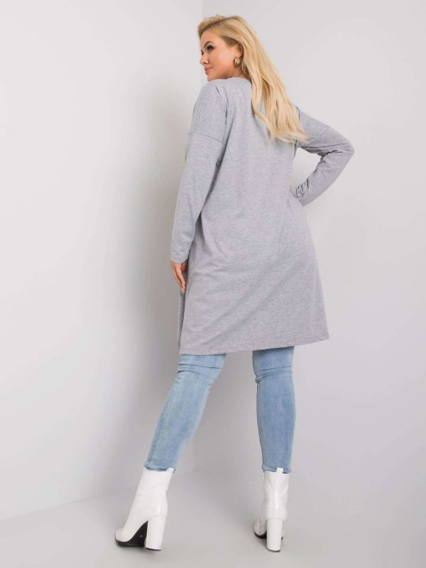 Grey melange tunic plus size with Lara pockets