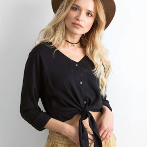 Black short shirt blouse with binding