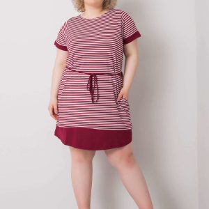 Burgundy White Plus Size Striped Jianna Dress