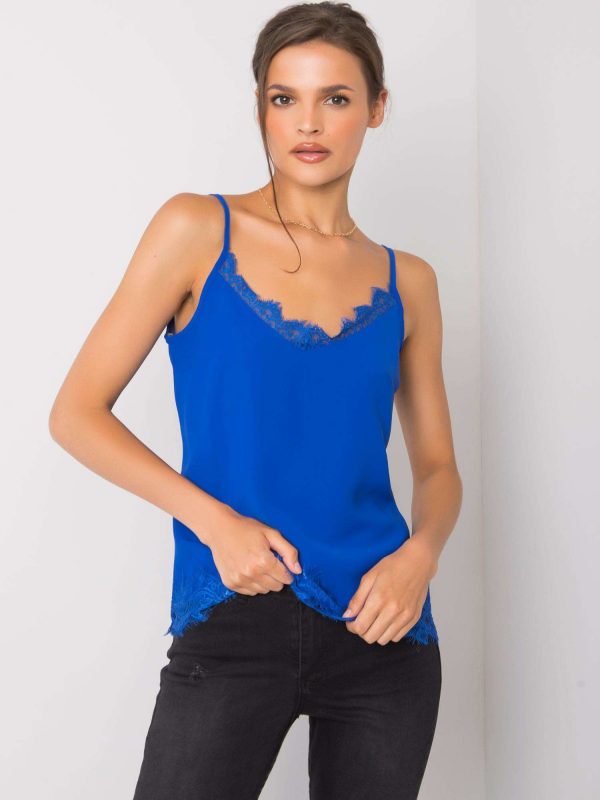 Women's Cobalt Top with Leyla Lace