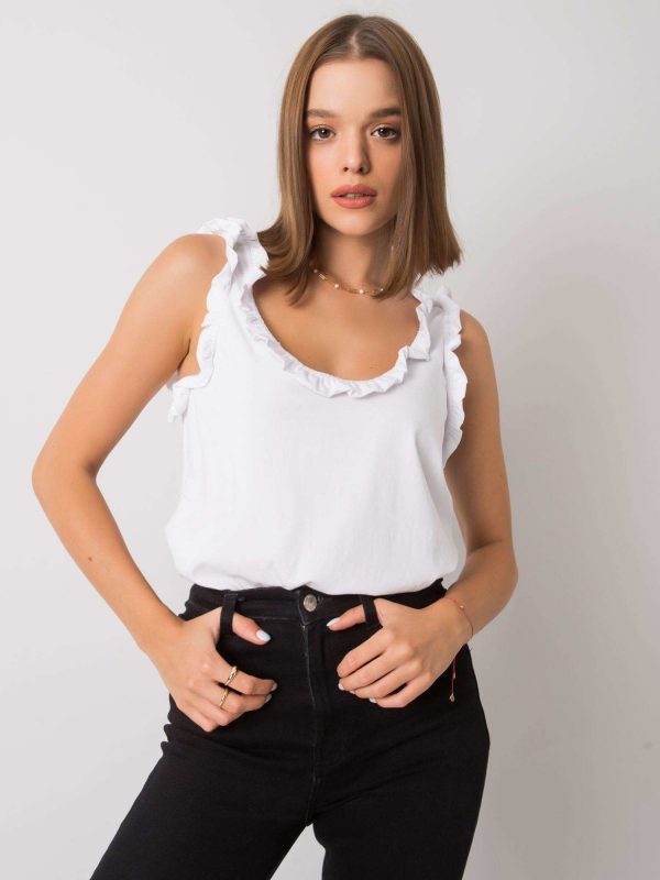 Sarai RUE PARIS white frills top