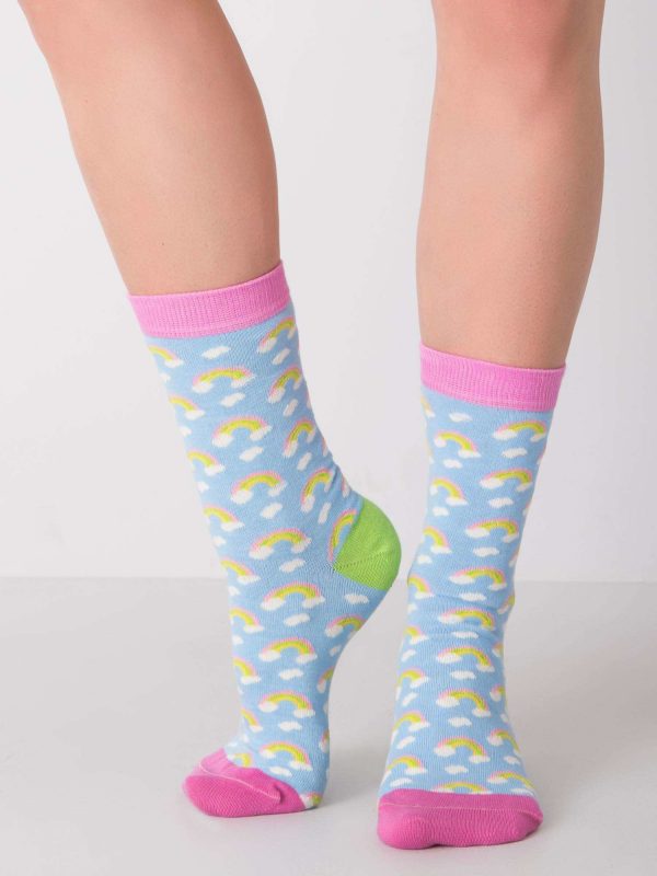 Light Blue Cotton Socks