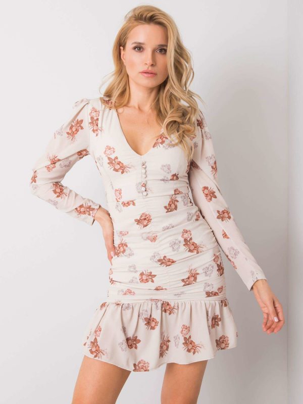 Beige dress with print Graciela RUE PARIS