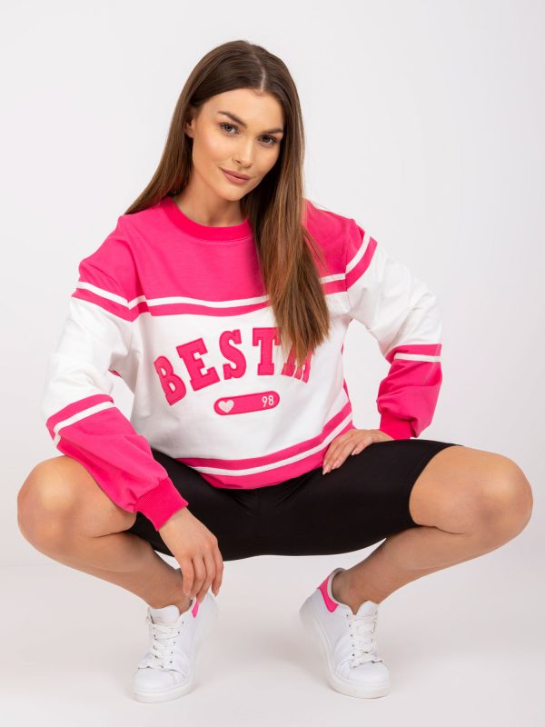 Pink and White Cotton Hoodless Sweatshirt