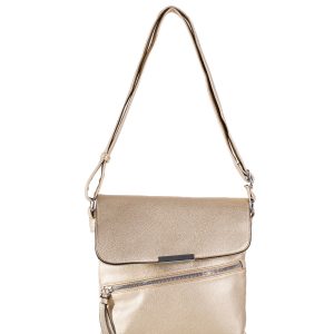 Gold shoulder bag with long strap