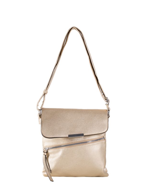 Gold shoulder bag with long strap